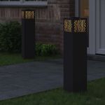 Casa si Gradina - Corpuri si surse de iluminat - Iluminat exterior - Felinare - Lumina LED Solara pentru Alei 2 pcs Negru Otel laminat la rece - Infinity.ro