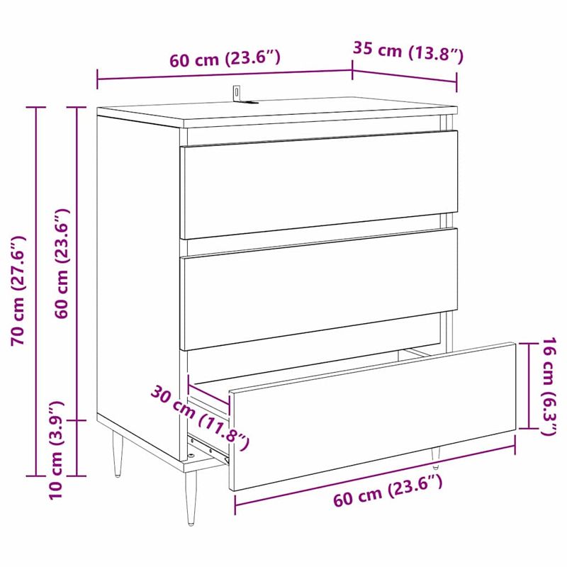 Casa si Gradina - Mobilier - Comode si corpuri - Comode - Bufet cu sertar Lemn Vechi 60 x 35 x 70 cm Lemn compozit - Infinity.ro
