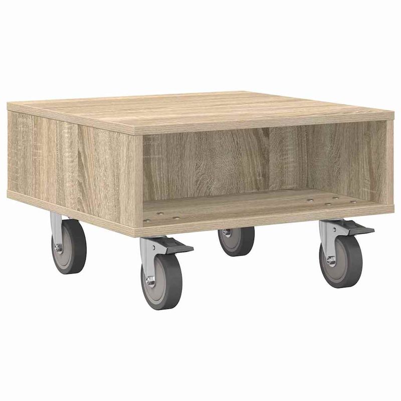 Casa si Gradina - Mobilier - Mese si birouri - Mese living - Masa laterala cu roti Stejar Sonoma 50 x 50 x 30 cm - Infinity.ro