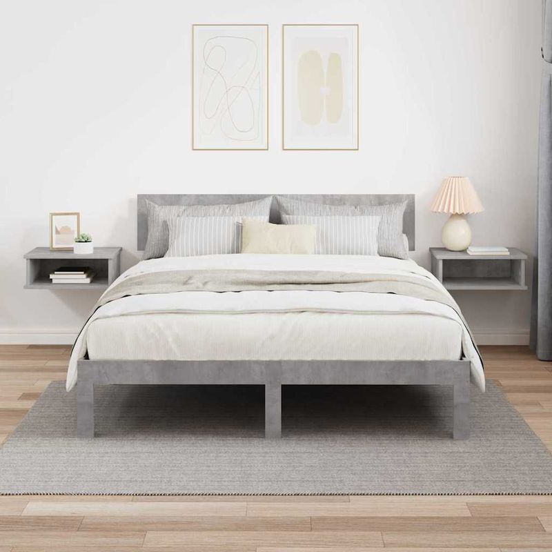 Casa si Gradina - Mobilier - Comode si corpuri - Noptiere - Noptiera 2 pcs Gri din beton 40 x 31 x 15 cm Lemn compozit - Infinity.ro