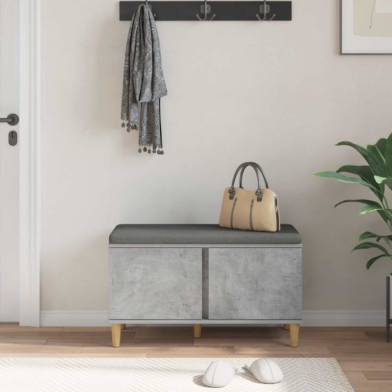 Casa si Gradina - Mobilier - Organizare si depozitare - Bancute - Banca pentru hol cu perna cu usa Gri din beton 60 x 38 x 46 cm, - Infinity.ro