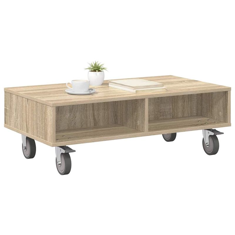 Casa si Gradina - Mobilier - Mese si birouri - Mese living - Masa laterala cu roti Stejar Sonoma 90 x 50 x 30 cm - Infinity.ro