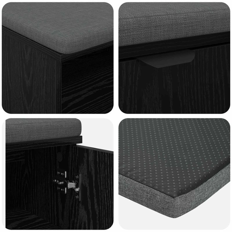 Casa si Gradina - Mobilier - Canapele si coltare - Banchete - Banca pentru hol cu perna Simplu Stejar Negru 60 x 38 x 46 cm - Infinity.ro