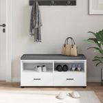 Casa si Gradina - Mobilier - Organizare si depozitare - Bancute - Banca pentru hol cu perna cu sertar Alb 100 x 38 x 46 cm - Infinity.ro