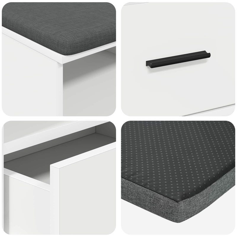 Casa si Gradina - Mobilier - Organizare si depozitare - Bancute - Banca pentru hol cu perna cu sertar Alb 100 x 38 x 46 cm - Infinity.ro