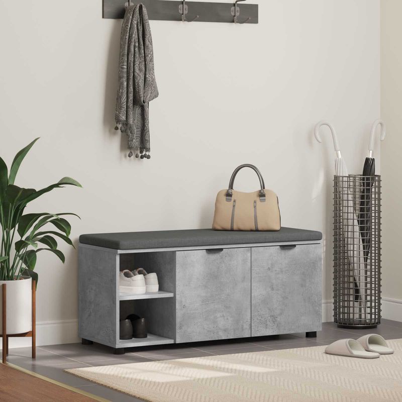 Casa si Gradina - Mobilier - Organizare si depozitare - Bancute - Banca pentru hol cu perna Simplu Gri din beton 100 x 38 x 46 cm - Infinity.ro