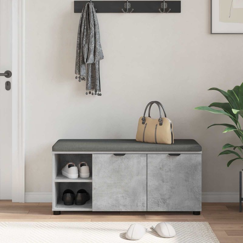 Casa si Gradina - Mobilier - Organizare si depozitare - Bancute - Banca pentru hol cu perna Simplu Gri din beton 100 x 38 x 46 cm - Infinity.ro