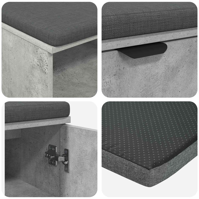 Casa si Gradina - Mobilier - Organizare si depozitare - Bancute - Banca pentru hol cu perna Simplu Gri din beton 100 x 38 x 46 cm - Infinity.ro
