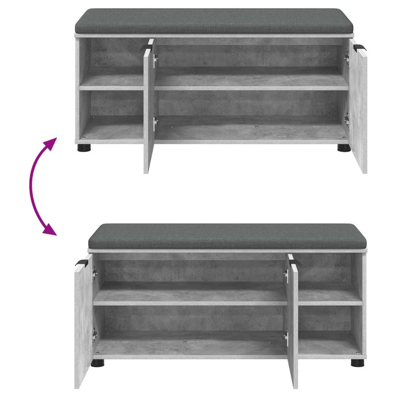 Casa si Gradina - Mobilier - Organizare si depozitare - Bancute - Banca pentru hol cu perna Simplu Gri din beton 100 x 38 x 46 cm - Infinity.ro