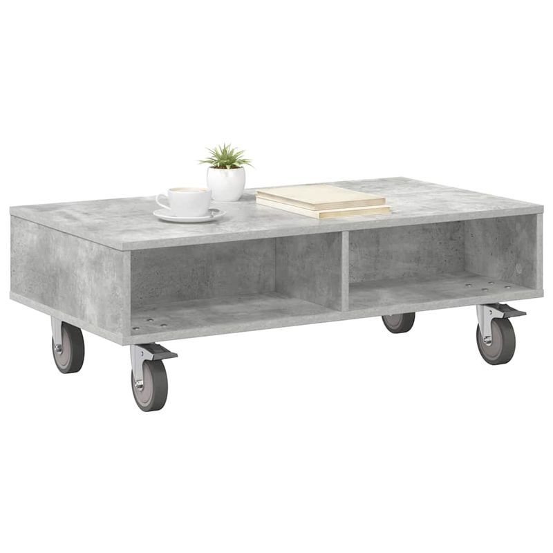 Casa si Gradina - Mobilier - Mese si birouri - Mese living - Masa laterala cu roti Gri din beton 90 x 50 x 30 cm - Infinity.ro