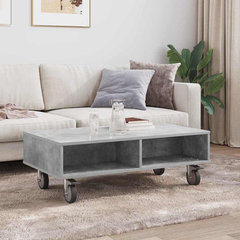 Casa si Gradina - Mobilier - Mese si birouri - Mese living - Masa laterala cu roti Gri din beton 90 x 50 x 30 cm - Infinity.ro