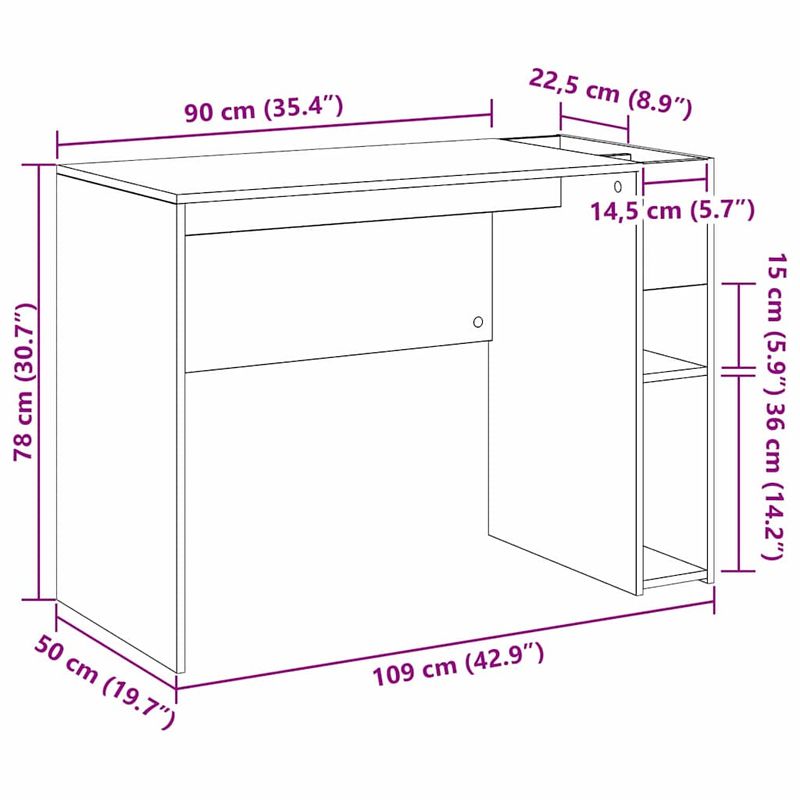 Casa si Gradina - Mobilier - Mese si birouri - Birouri - Birou Stejar fumuriu 109 x 50 x 78 cm Lemn compozit - Infinity.ro