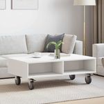 Casa si Gradina - Mobilier - Mese si birouri - Mese living - Masa laterala cu roti Alb 90 x 50 x 30 cm Lemn compozit - Infinity.ro