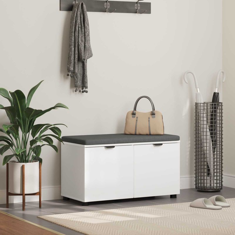 Casa si Gradina - Mobilier - Organizare si depozitare - Bancute - Banca pentru hol cu perna cu depozitare Alb 80 x 46 x 46 cm - Infinity.ro