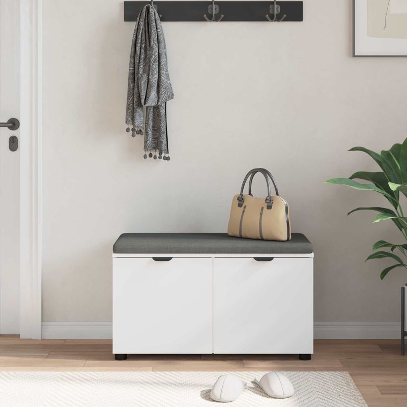 Casa si Gradina - Mobilier - Organizare si depozitare - Bancute - Banca pentru hol cu perna cu depozitare Alb 80 x 46 x 46 cm - Infinity.ro