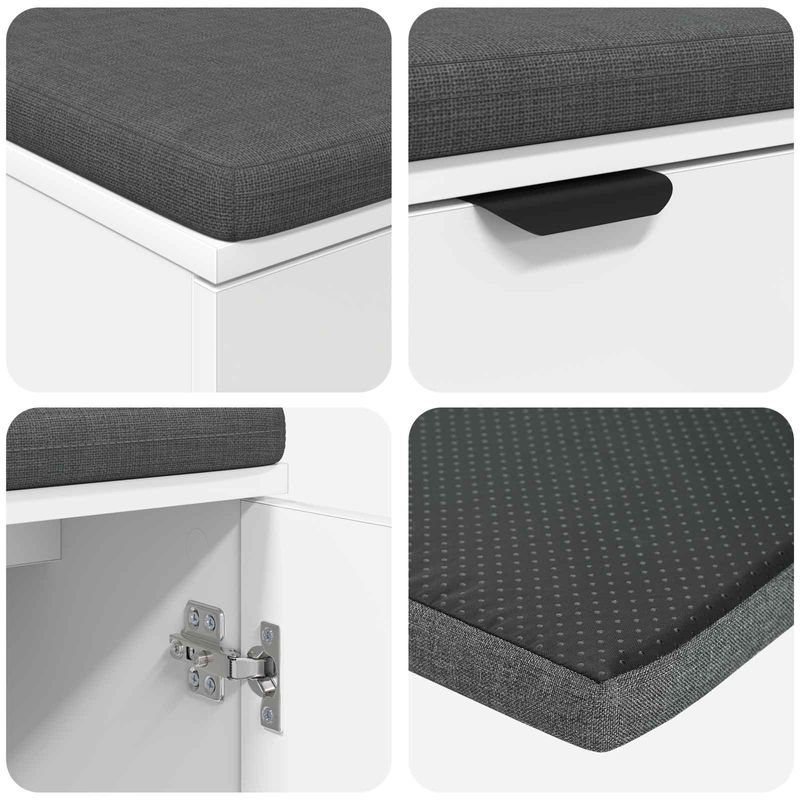 Casa si Gradina - Mobilier - Organizare si depozitare - Bancute - Banca pentru hol cu perna cu depozitare Alb 80 x 46 x 46 cm - Infinity.ro