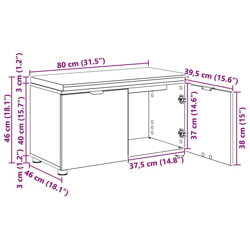 Casa si Gradina - Mobilier - Organizare si depozitare - Bancute - Banca pentru hol cu perna cu depozitare Alb 80 x 46 x 46 cm - Infinity.ro