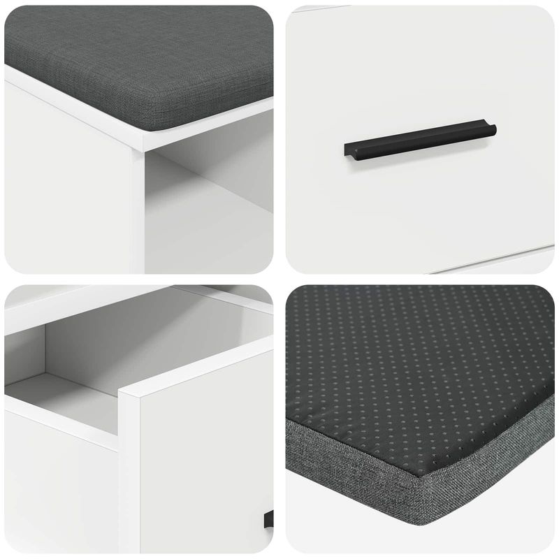 Casa si Gradina - Mobilier - Organizare si depozitare - Bancute - Banca pentru hol cu perna cu sertar Alb 60 x 38 x 46 cm - Infinity.ro