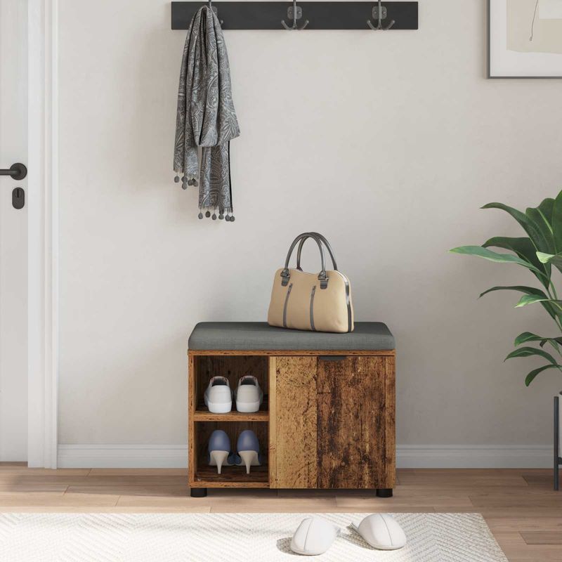 Casa si Gradina - Mobilier - Canapele si coltare - Banchete - Banca pentru hol cu perna Simplu Lemn vechi 60 x 38 x 46 cm - Infinity.ro