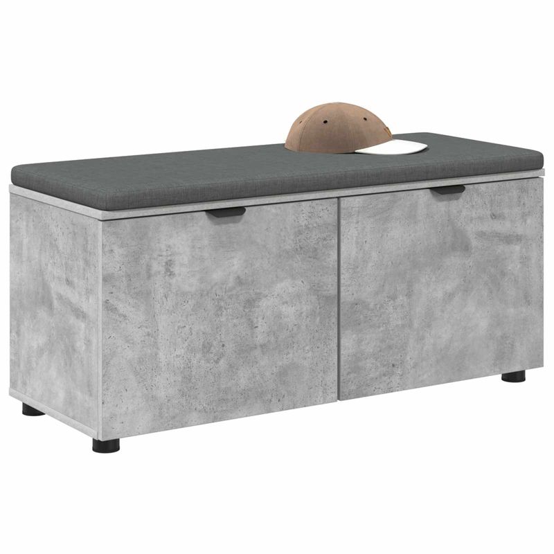 Casa si Gradina - Mobilier - Organizare si depozitare - Bancute - Banca pentru hol cu perna cu usa Gri din beton 100 x 38 x 46 cm - Infinity.ro
