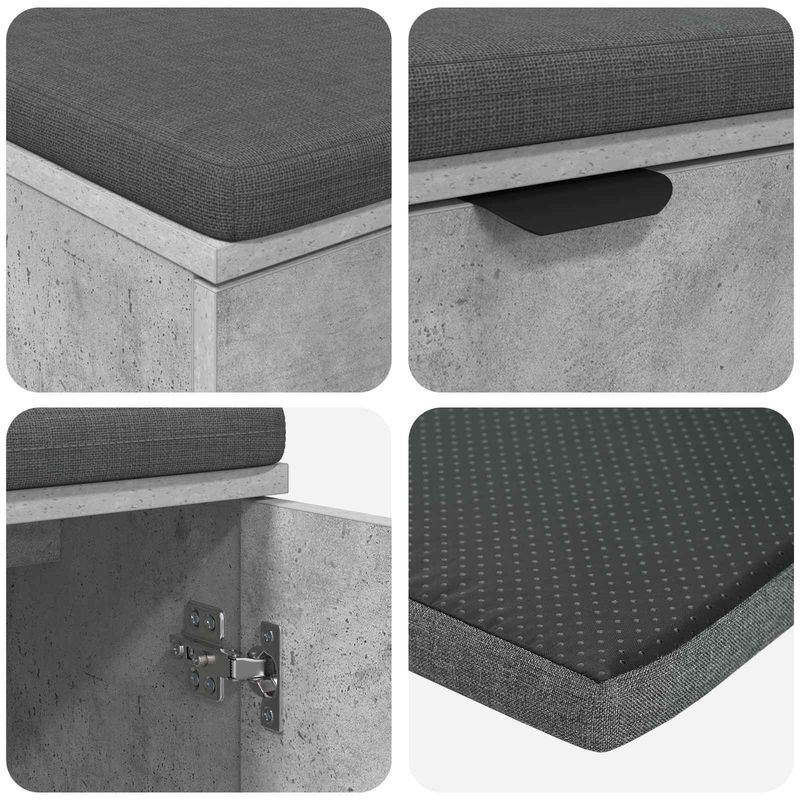 Casa si Gradina - Mobilier - Organizare si depozitare - Bancute - Banca pentru hol cu perna cu usa Gri din beton 100 x 38 x 46 cm - Infinity.ro