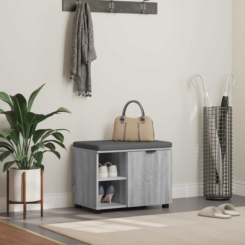 Casa si Gradina - Mobilier - Organizare si depozitare - Bancute - Banca pentru hol cu perna Simplu Gri Sonoma 60 x 38 x 46 cm - Infinity.ro