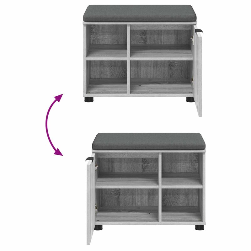 Casa si Gradina - Mobilier - Organizare si depozitare - Bancute - Banca pentru hol cu perna Simplu Gri Sonoma 60 x 38 x 46 cm - Infinity.ro