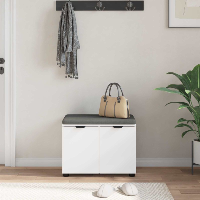 Casa si Gradina - Mobilier - Canapele si coltare - Banchete - Banca pentru hol cu perna cu depozitare Alb 60 x 38 x 46 cm - Infinity.ro