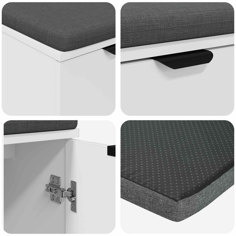 Casa si Gradina - Mobilier - Canapele si coltare - Banchete - Banca pentru hol cu perna cu depozitare Alb 60 x 38 x 46 cm - Infinity.ro