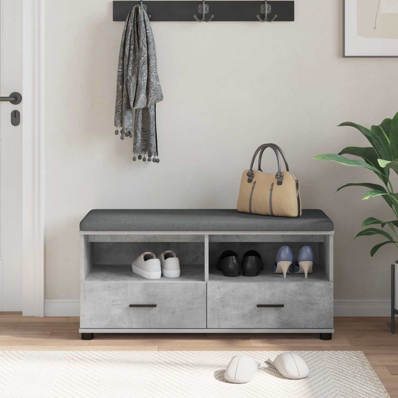 Casa si Gradina - Mobilier - Organizare si depozitare - Bancute - Banca pentru hol cu perna Gri din beton 100 x 38 x 46 cm - Infinity.ro