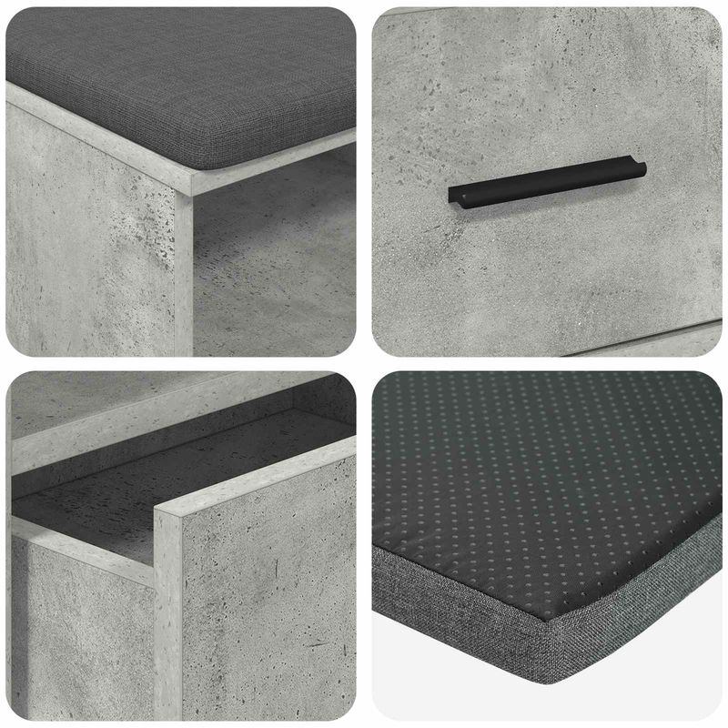 Casa si Gradina - Mobilier - Organizare si depozitare - Bancute - Banca pentru hol cu perna Gri din beton 100 x 38 x 46 cm - Infinity.ro