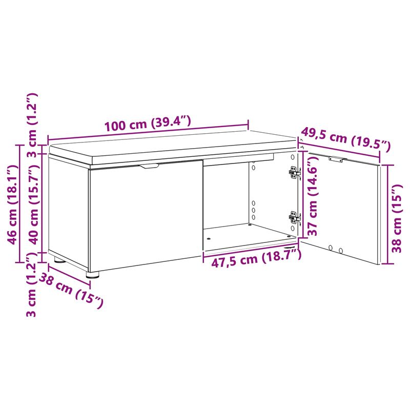 Casa si Gradina - Mobilier - Organizare si depozitare - Bancute - Banca pentru hol cu perna cu usa Gri Sonoma 100 x 38 x 46 cm, - Infinity.ro