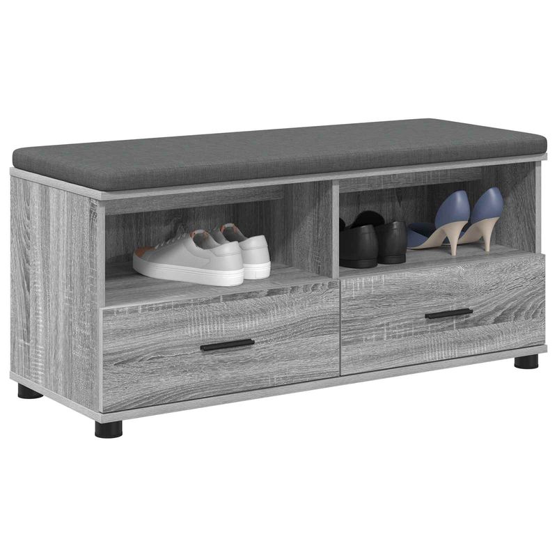 Casa si Gradina - Mobilier - Organizare si depozitare - Bancute - Banca pentru hol cu perna cu sertar Gri Sonoma 100 x 38 x 46 cm - Infinity.ro