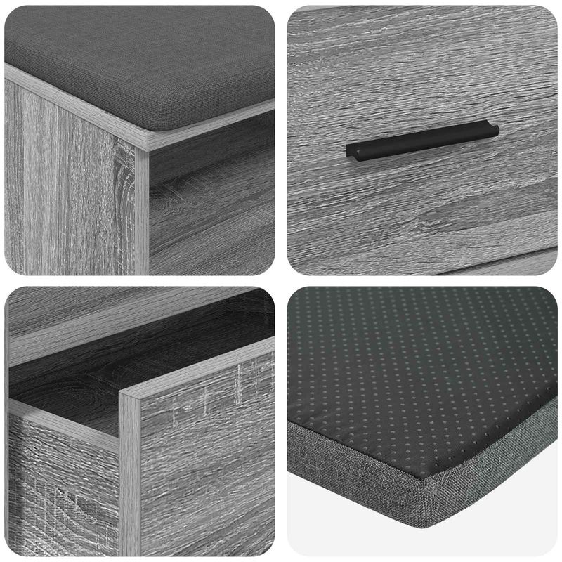 Casa si Gradina - Mobilier - Organizare si depozitare - Bancute - Banca pentru hol cu perna cu sertar Gri Sonoma 100 x 38 x 46 cm - Infinity.ro