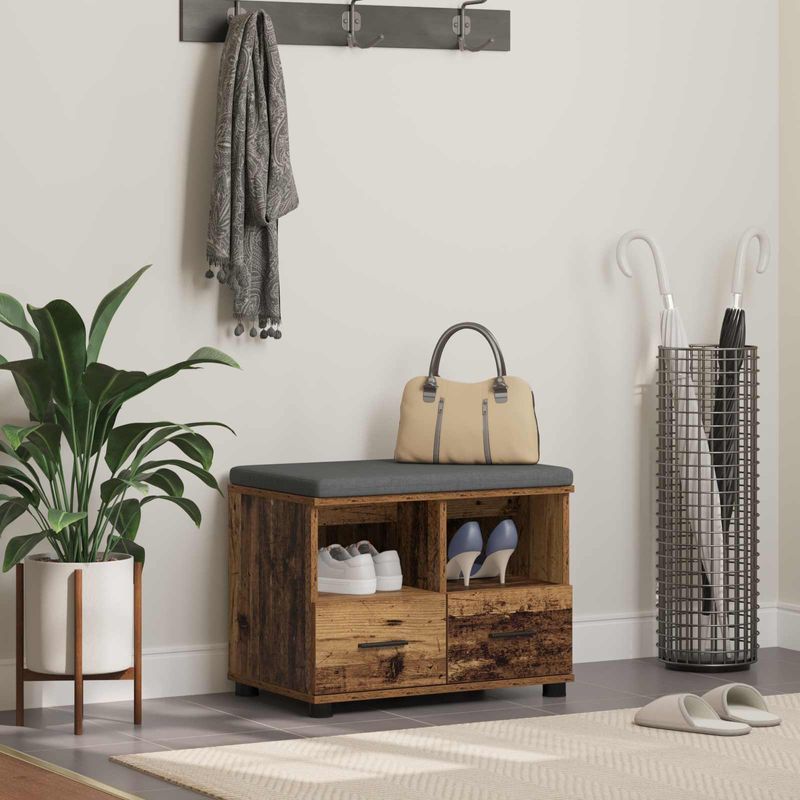 Casa si Gradina - Mobilier - Organizare si depozitare - Bancute - Banca pentru hol cu perna cu sertar Lemn vechi 60 x 38 x 46 cm - Infinity.ro
