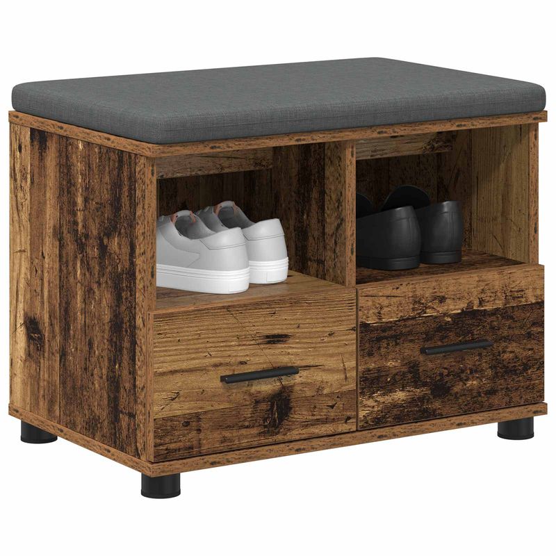Casa si Gradina - Mobilier - Organizare si depozitare - Bancute - Banca pentru hol cu perna cu sertar Lemn vechi 60 x 38 x 46 cm - Infinity.ro