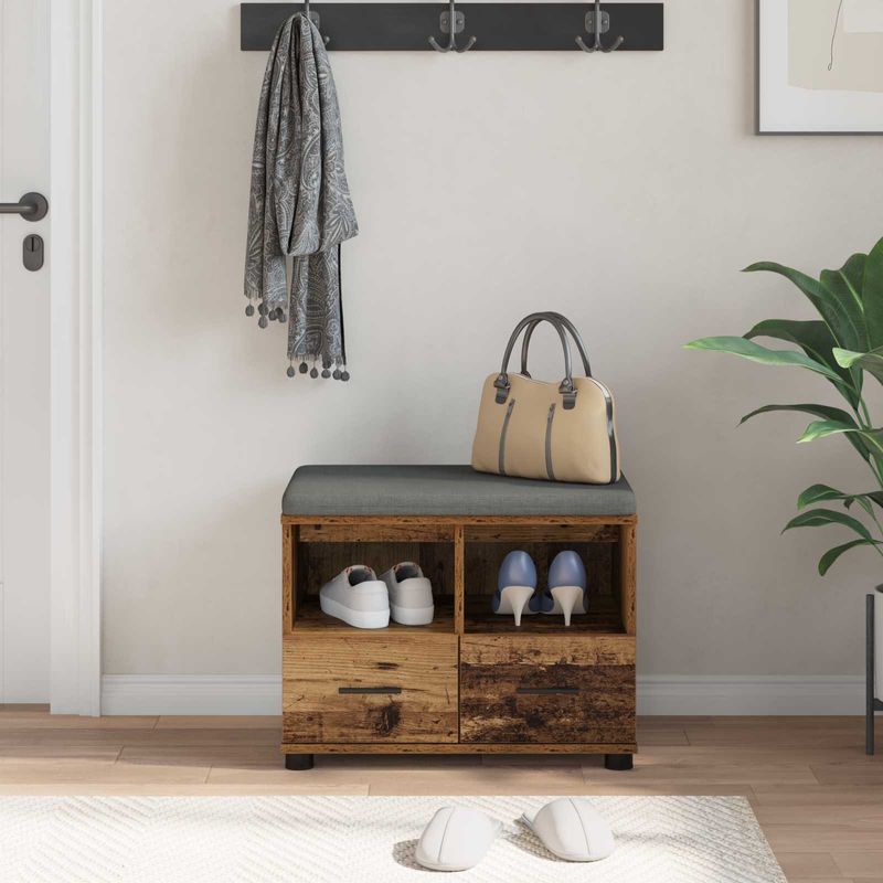 Casa si Gradina - Mobilier - Organizare si depozitare - Bancute - Banca pentru hol cu perna cu sertar Lemn vechi 60 x 38 x 46 cm - Infinity.ro
