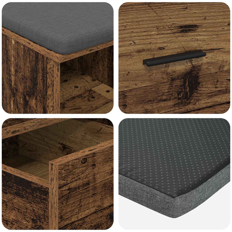 Casa si Gradina - Mobilier - Organizare si depozitare - Bancute - Banca pentru hol cu perna cu sertar Lemn vechi 60 x 38 x 46 cm - Infinity.ro