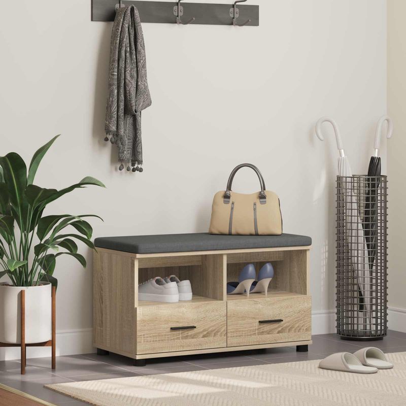 Casa si Gradina - Mobilier - Organizare si depozitare - Bancute - Banca pentru hol cu perna Stejar Sonoma 80 x 38 x 46 cm - Infinity.ro