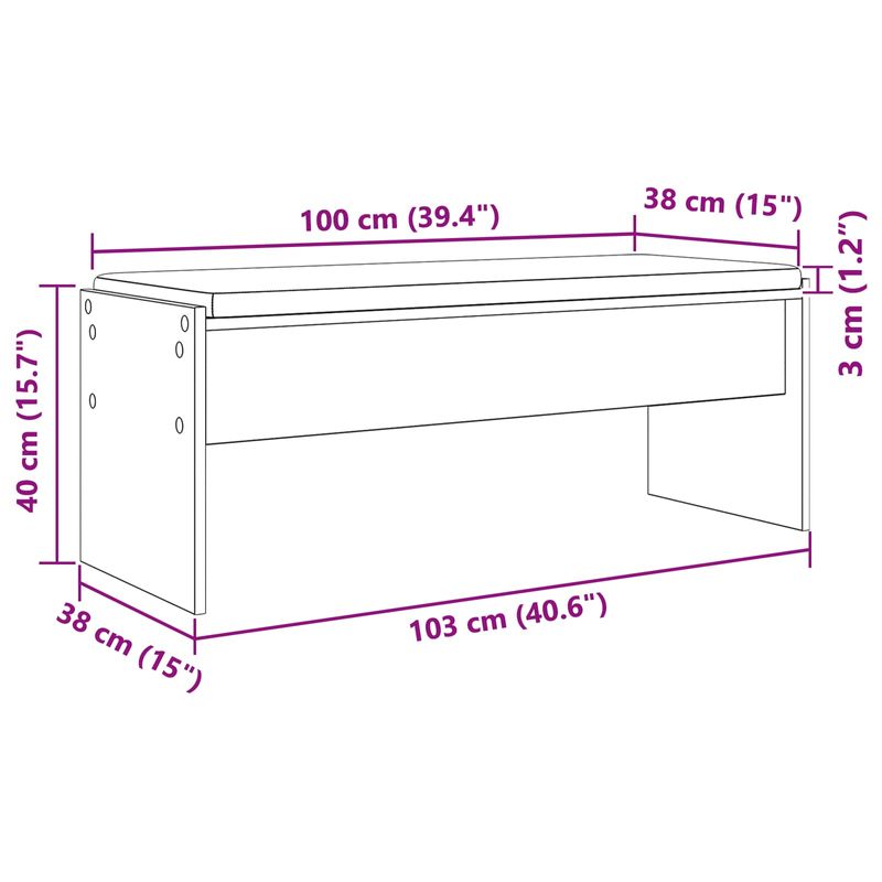 Casa si Gradina - Mobilier - Organizare si depozitare - Bancute - Banca pentru hol cu perna Stejar fumuriu 103 x 38 x 40 cm - Infinity.ro