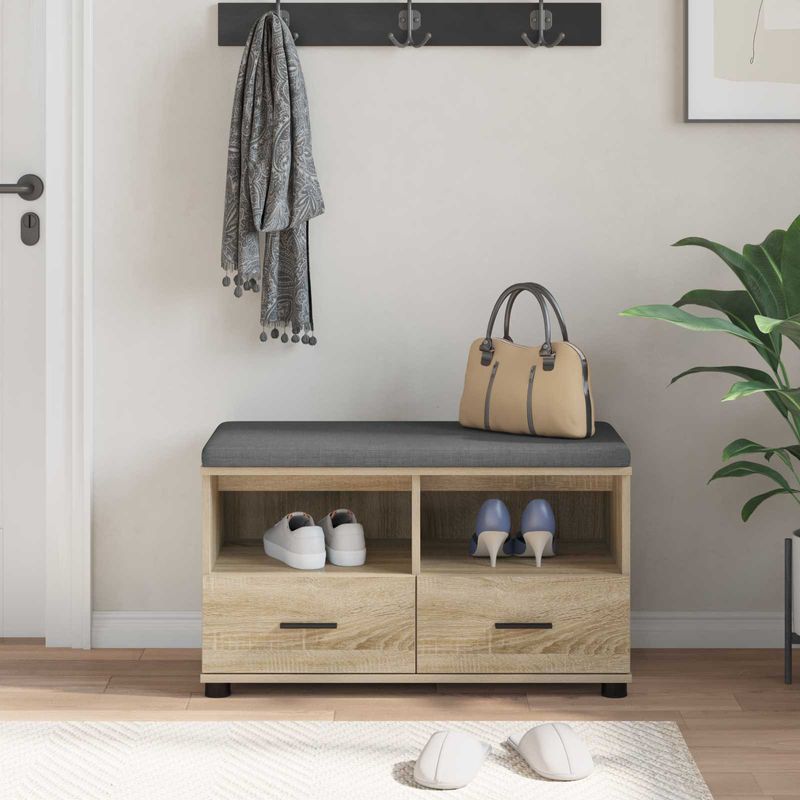 Casa si Gradina - Mobilier - Organizare si depozitare - Bancute - Banca pentru hol cu perna Stejar Sonoma 80 x 38 x 46 cm - Infinity.ro