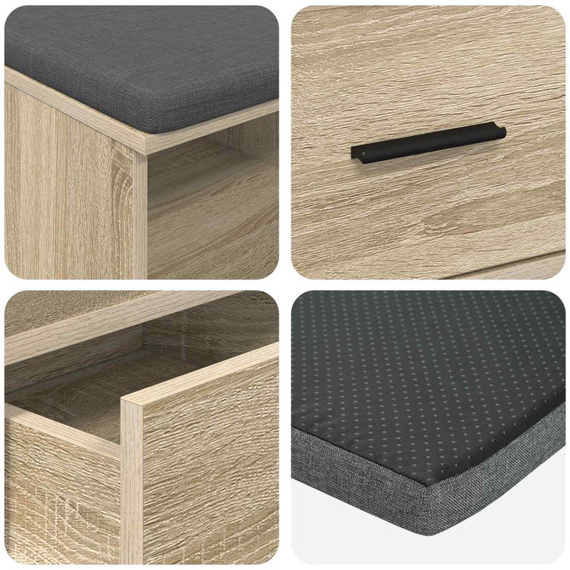 Casa si Gradina - Mobilier - Organizare si depozitare - Bancute - Banca pentru hol cu perna Stejar Sonoma 80 x 38 x 46 cm - Infinity.ro
