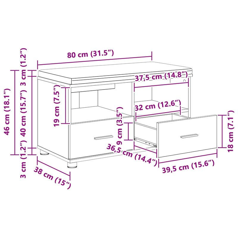 Casa si Gradina - Mobilier - Organizare si depozitare - Bancute - Banca pentru hol cu perna Stejar Sonoma 80 x 38 x 46 cm - Infinity.ro