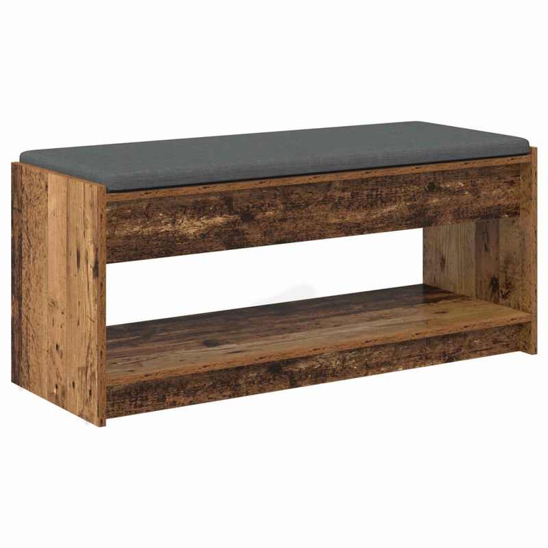 Casa si Gradina - Mobilier - Organizare si depozitare - Bancute - Banca pentru hol cu perna cu Raft Lemn vechi 103 x 38 x 45 cm - Infinity.ro