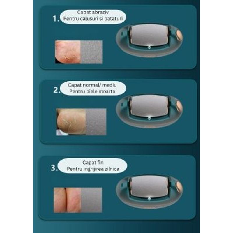 Ingrijire personala si Cosmetice - Manichiura si pedichiura - Pile cosmetice - Pila Electrica pentru Talpi si Calcaie ELUZZO®, Indeparteaza Calusurile, 2 Trepte de Putere - Infinity.ro
