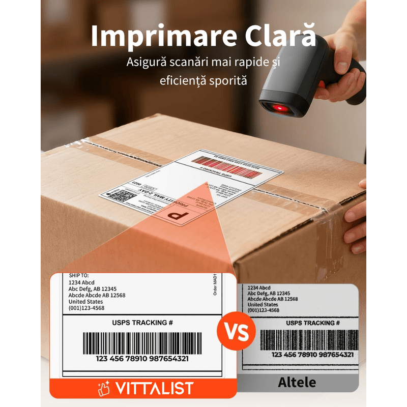 PC, gaming si accesorii - Imprimante, scanere & consumabile - Consumabile si accesorii - Benzi etichete - Rola etichete termice autoadezive VITTALIST®, 100x150 mm, A6 AWB, 260 buc, Perfor Adeziv Puternic, Alb - Infinity.ro