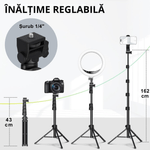 TV, Audio-Video si Foto - Aparate foto si accesorii - Accesorii foto si video - Trepiede - Selfie Stick cu Trepied Foto Telescopic Profesional VITTALIST, cu Telecomanda Bluetooth, Portabil, Ajustabil 28-152cm - Infinity.ro