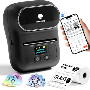 Imprimanta Etichete Termica Portabila, Compatibila iOS/Android/Windows, Aplicatie Telefon, Rola 40x30 Inclusa, Negru