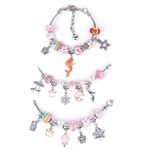Jucarii, Copii si Bebe - Jucarii si jocuri - Jucarii de rol - Frumusete, bijuterii si accesorii fetite - Kit Bratari Charm Tip Pandora Set DIY 60 Piese cu Talismane, Margele, Lanturi Reglabile,Accesorii Bijuterii Handmade,Roz - Infinity.ro