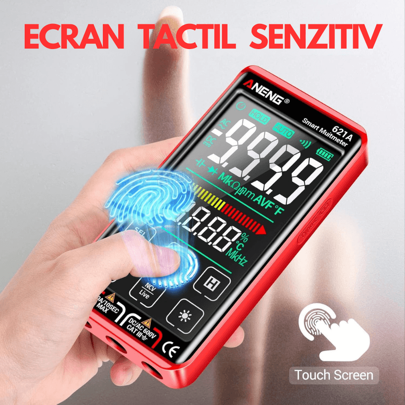 Auto si Moto - Reparatii si depanare - Scule auto - Testere si multimetre - Multimetru digital VITTALIST 621A, Ecran LCD 4.5inch, Avertizare si Detectie automata, Masoara Curent DC/AC, NCV, Rosu - Infinity.ro